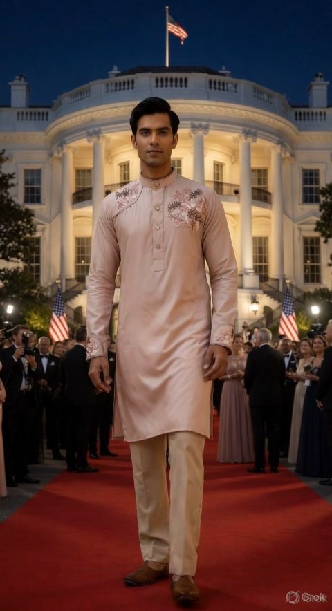 Baby Pink Embroidered Kurta